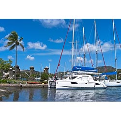 english harbour antigua
 caribbean harbor catamaran  photo stock