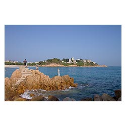 hong kong shek o fishing rocks angling rod village  photo stock