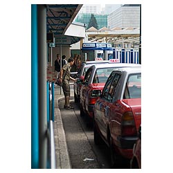 queue taxicab hong kong cab rank line wait stand  photo stock