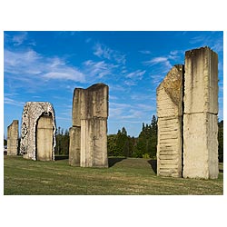 modern stone sculpture new zealand hamilton parks  photo stock