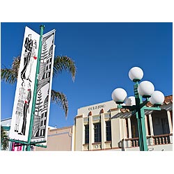 banner art deco building napier new zealand  photo stock