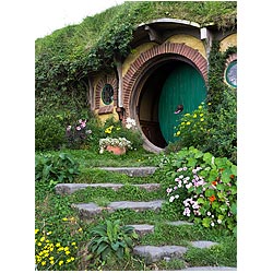 new zealand hobbit cottage film set lord rings  photo stock