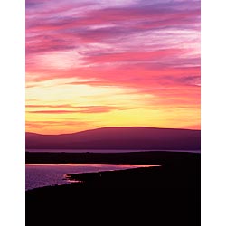 Swanbister Sunset - Red and purple dusk skies over Hoy hills island sky twilight clouds scotland  photo 