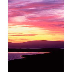 Swanbister Sunset - Red and purple dusk skies over Hoy hills island sky twilight clouds scotland  photo 