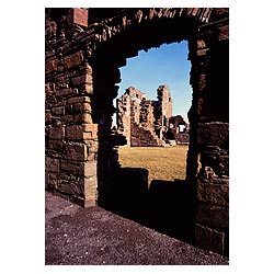 Earls Palace - Earl Robert Stewart Palace stone walls ruins though doorway in wall  photo 