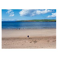 Scapa beach - Scotland Three children white sandy beach holiday kids child playing sea uk  photo 