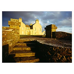 Skaill House - Garden steps historic house entrance dark storm clouds dusk evening light  photo 