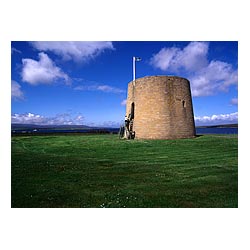 Martello Tower Hackness - Tourists entering Napoleonic War coastal defence building military coast uk  photo 