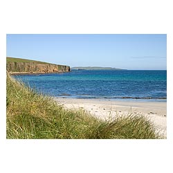 Dingieshowe - Bay silver sandy beach blue sea sky Copinsay Island sand grass  photo 