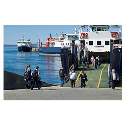 Kirkwall harbour - People embarking MV Shapinsay ferry travel scotland islands passengers uk  photo 