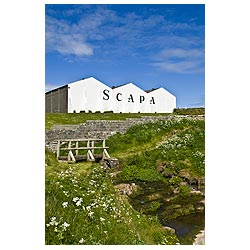 Scapa Distillery - Footpath bridge over river scottish malt whisky  photo 