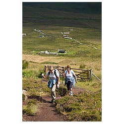 Rackwick - Woman hikers walking up hill above Rackwick  photo 