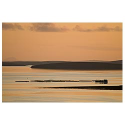 Salmon Farm - Salmon fish farm cages pink orange sunset coast aquaculture scotland  photo 