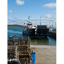 Rousay ferry - Ferry MV Eynhallow arriving Tingwall harbour ramp uk  photo 