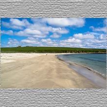 Ayre of Cara - Scottish islands Orkney beach woman walking seashore tranquil coast  photo 