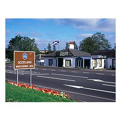 Scotland England border - First house in Scotland welcome road sign border  photo 