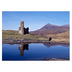 Ardvreck Castle - Scottish ruin highland Quinag mountain Highlands Scotland historic  photo 