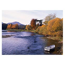  - Anglers rowing boat autumnal Eildon Hills autumn scotland scenic scottish  photo 