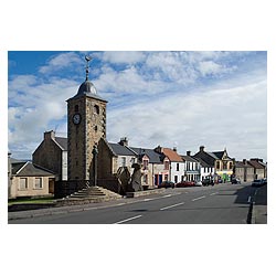  - Stone of Mannan Tolbooth clock tower Mercat cross and Main Street scotland  photo 