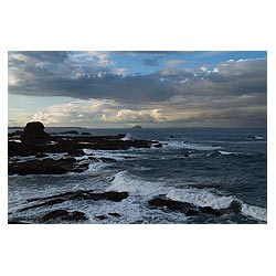 Firth of Forth - Scotland North Sea stormy waves coast and Bass Rock scottish shore storm  photo 