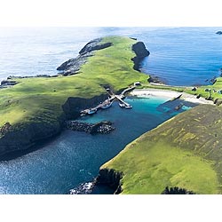 Bu Ness - Aerial view of North Haven pier sand beach scotland harbour  photo 